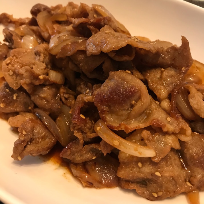 豚こま肉で節約 豚焼肉定食